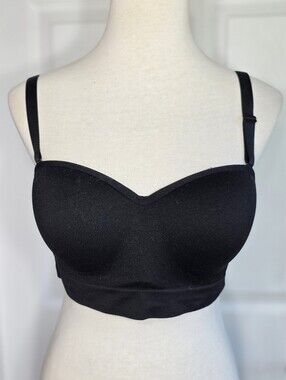 Convertable Strapless Everyday Seamless Longline Bra Black Women's Plus Size XXL
